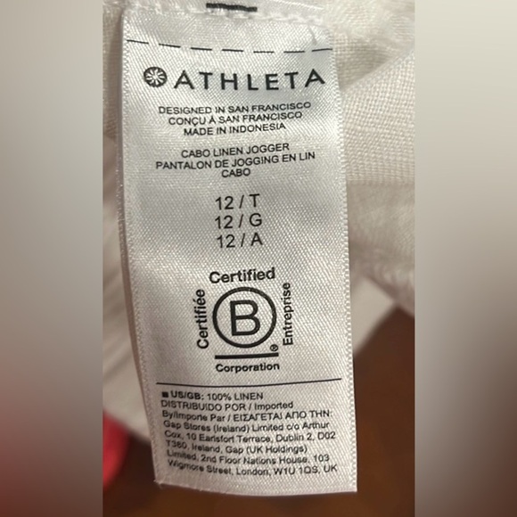 Athleta women’s retreat white linen joggers pantss size 12T - Picture 7 of 12